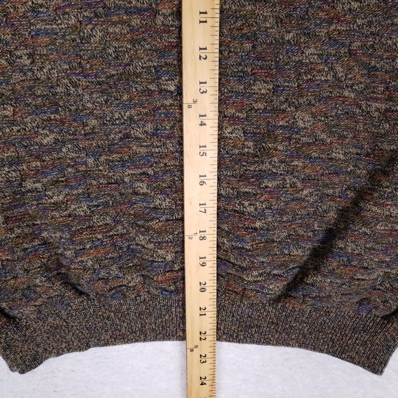 Vintage Joseph & Feiss Sweater Size L Brown Retro Minimalist Grandpa 3D Knit - Picture 7 of 7